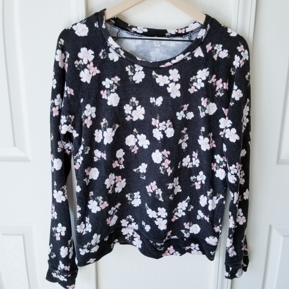 Victoria's Secret Black & Pink Floral Sweatshirt